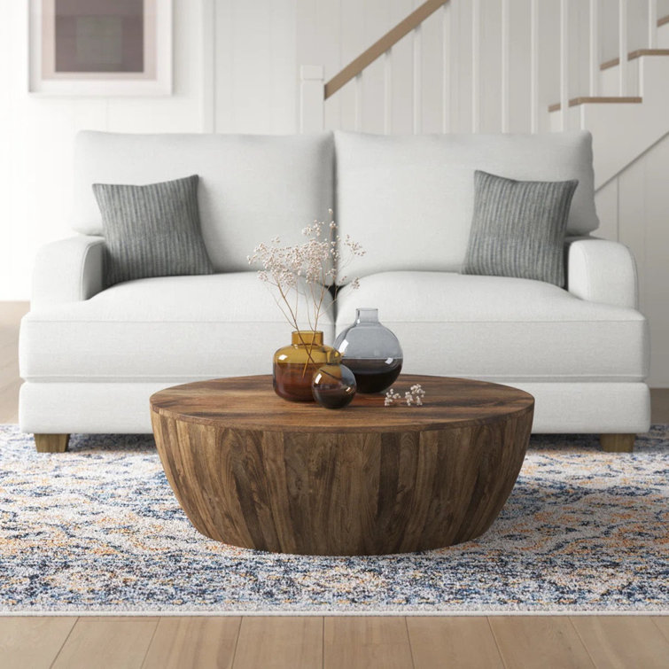 Vivenne Round Walnut Mango Wood Drum Coffee Table