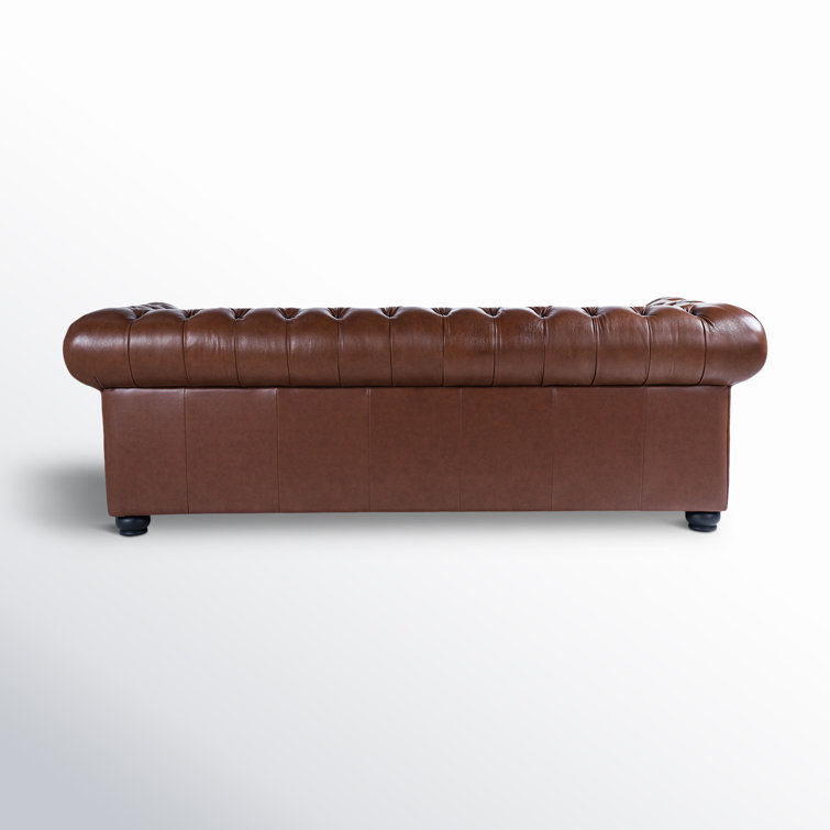 Cobblestone Camel 95'' Rolled Arm Chesterfield Sofa with Nailhead Details