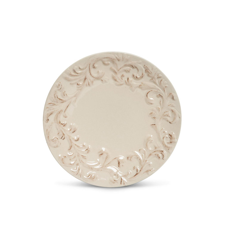Cream Hand-Painted Ceramic Appetizer and Dessert Plates Set