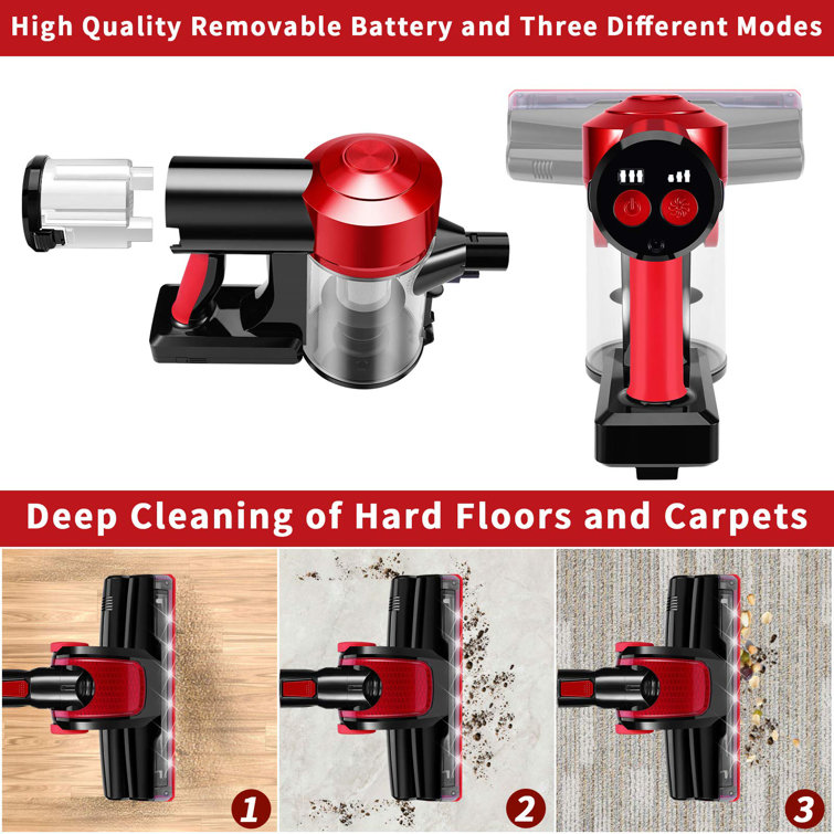 Red Cordless Convertible Stick Vacuum with HEPA Filter