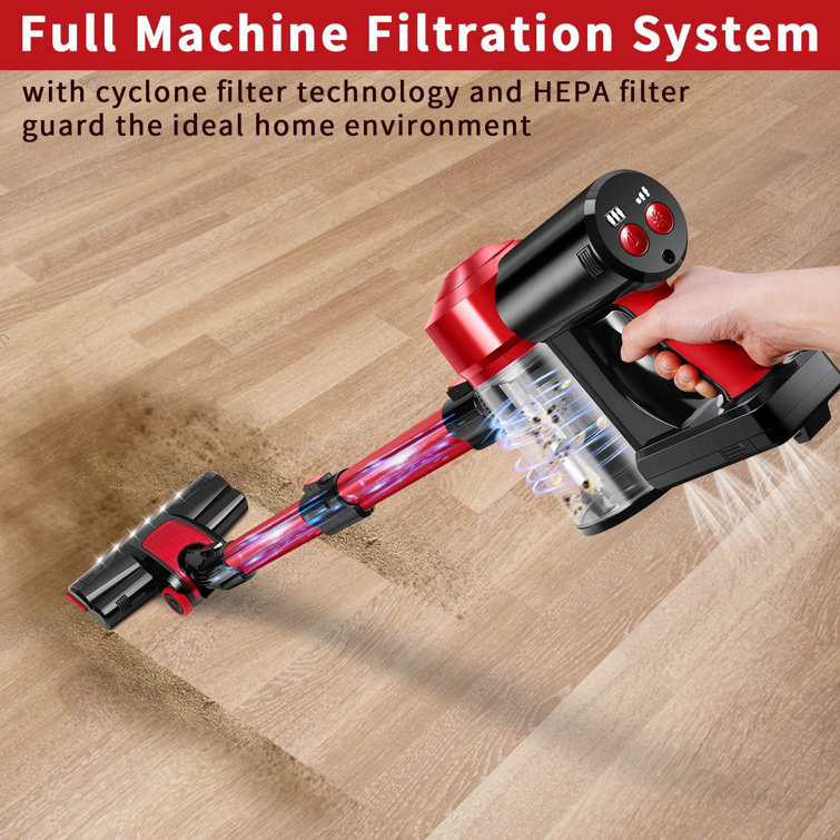 Red Cordless Convertible Stick Vacuum with HEPA Filter