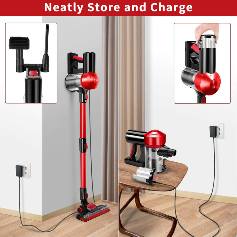 Red Cordless Convertible Stick Vacuum with HEPA Filter