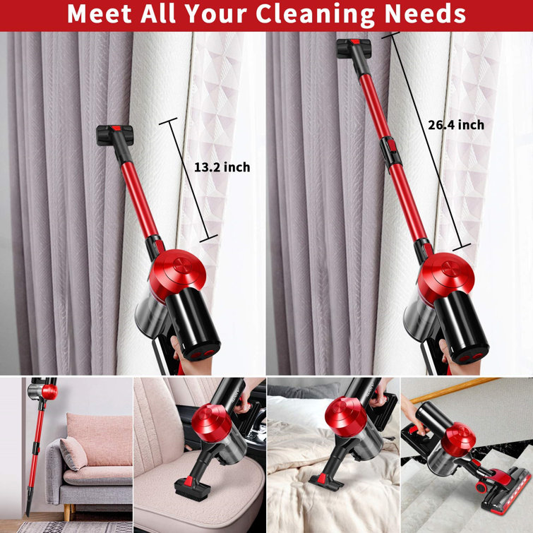 Red Cordless Convertible Stick Vacuum with HEPA Filter
