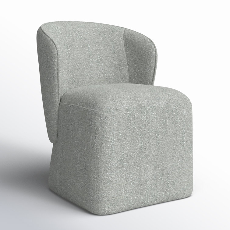 Mellow Gray Chenille Upholstered Swivel Dining Chair with Casters