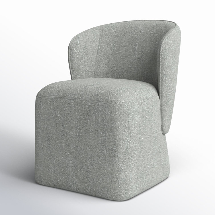 Mellow Gray Chenille Upholstered Swivel Dining Chair with Casters