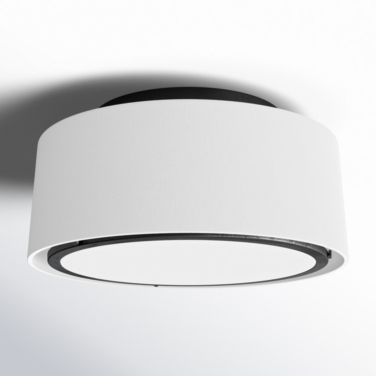 18'' Black and White Silk Drum Semi-Flush Mount Light