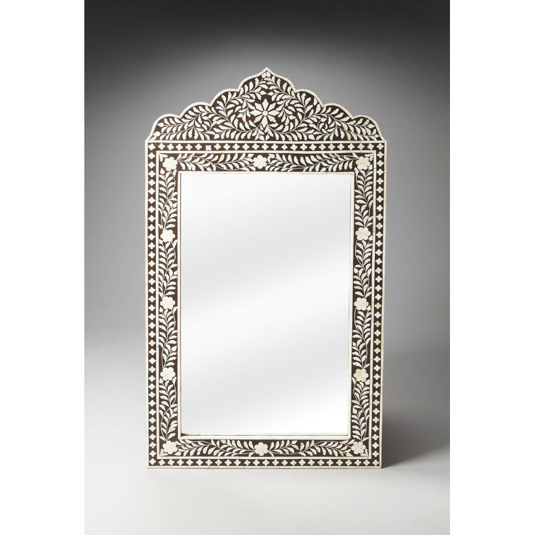 Victoria Dark Brown Bone Inlay Rectangular Wall Mirror