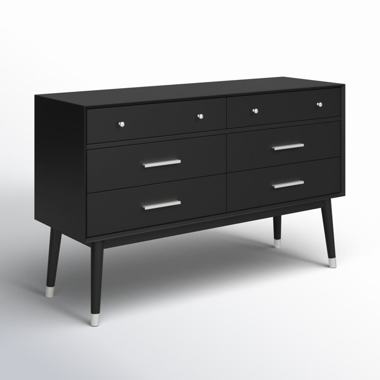 Black and Silver Mid-Century Modern Double Dresser