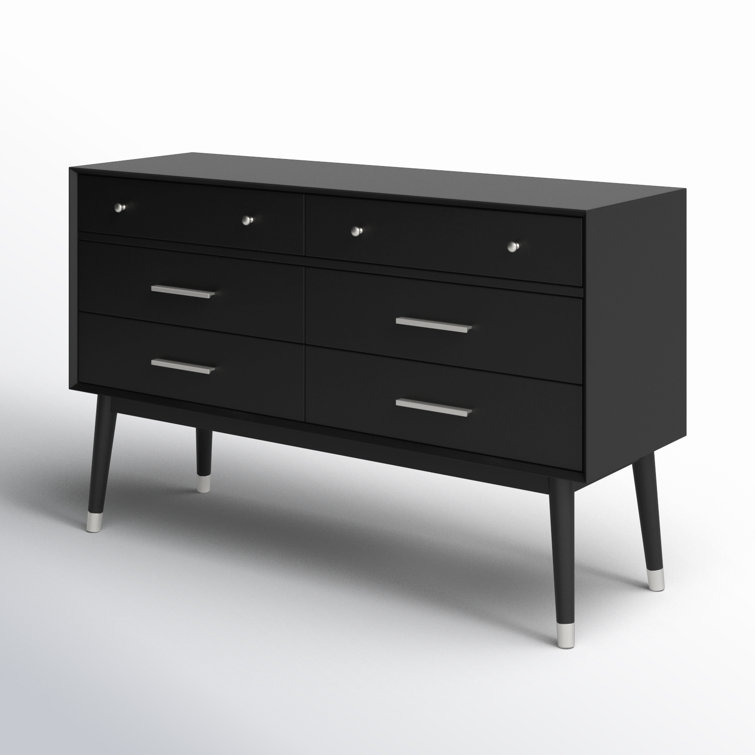 Black and Silver Mid-Century Modern Double Dresser