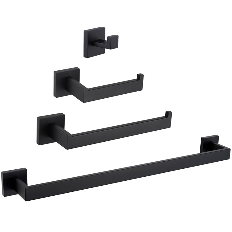 Matte Black Stainless Steel 4-Piece Bathroom Hardware Set