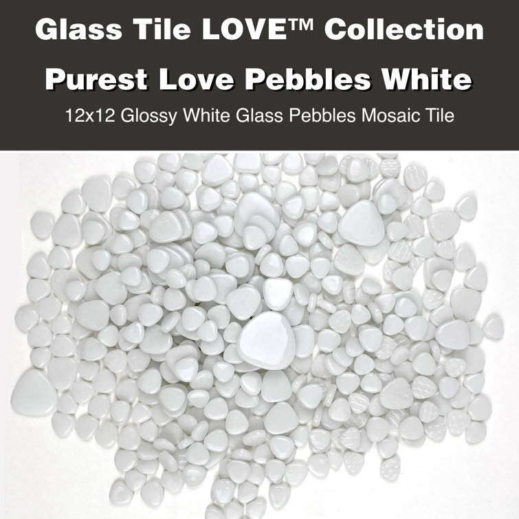 White 12x12 Glossy Pebble Glass Mosaic Tile