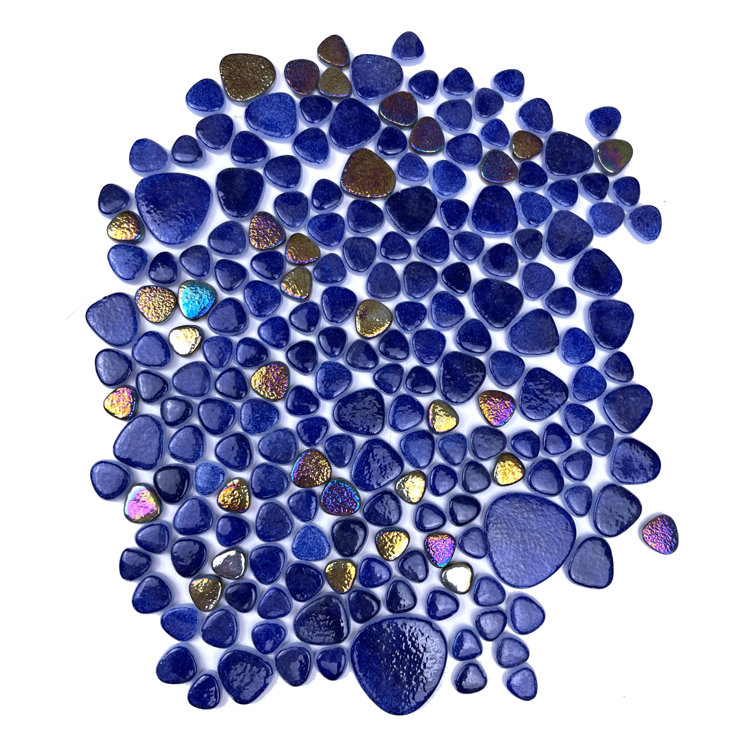 Multicolor 12x12 Glass Pebble Mosaic Tile for Indoor and Outdoor