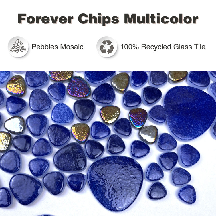 Multicolor 12x12 Glass Pebble Mosaic Tile for Indoor and Outdoor