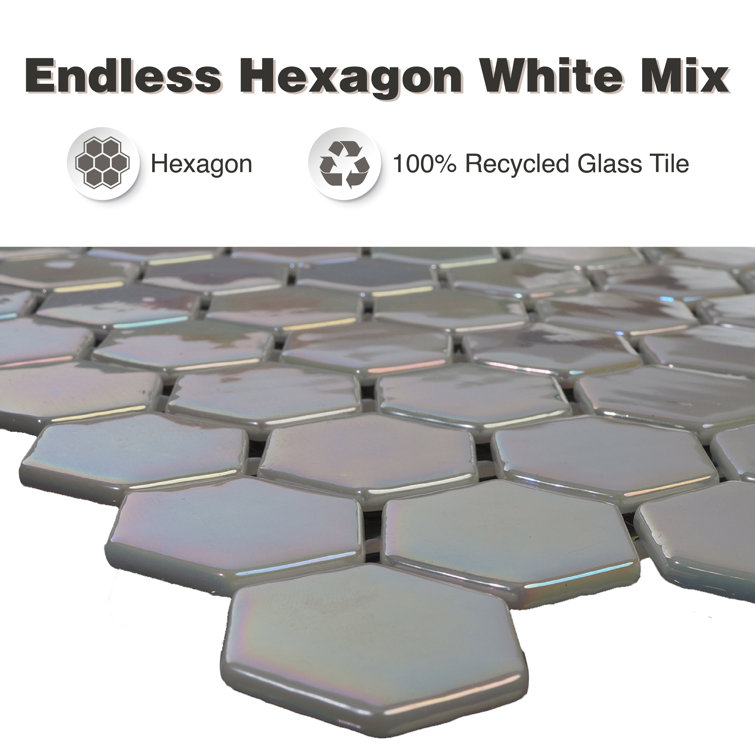 Pastel Hexagonal Glossy Glass Mosaic Tile for Kitchen and Bathroom