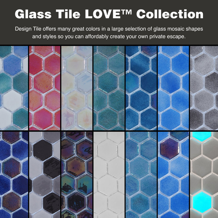 Pastel Hexagonal Glossy Glass Mosaic Tile for Kitchen and Bathroom