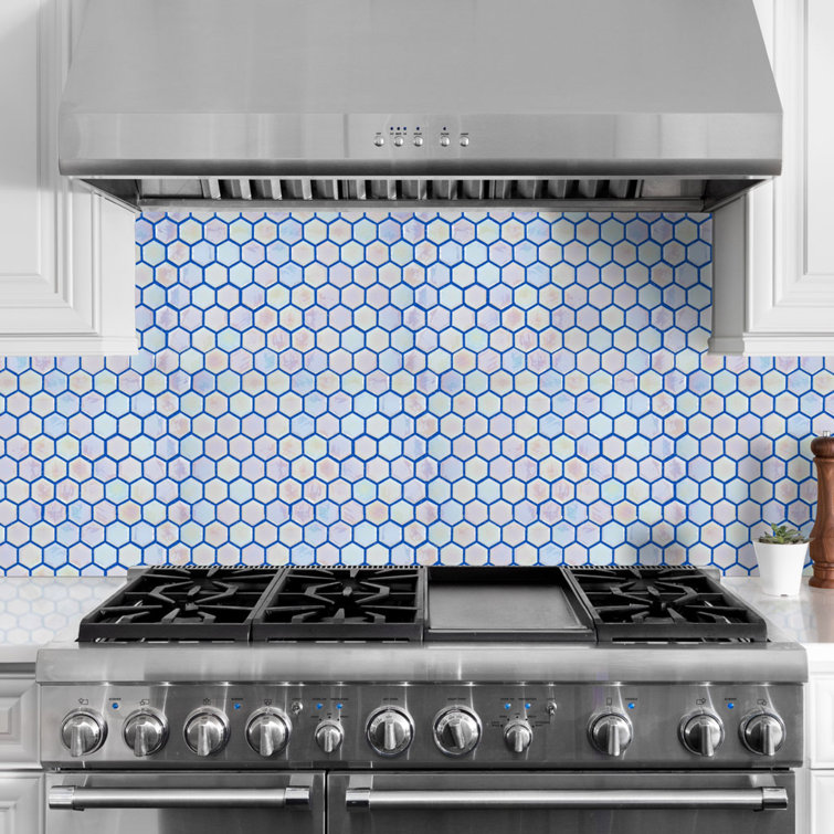 Pastel Hexagonal Glossy Glass Mosaic Tile for Kitchen and Bathroom