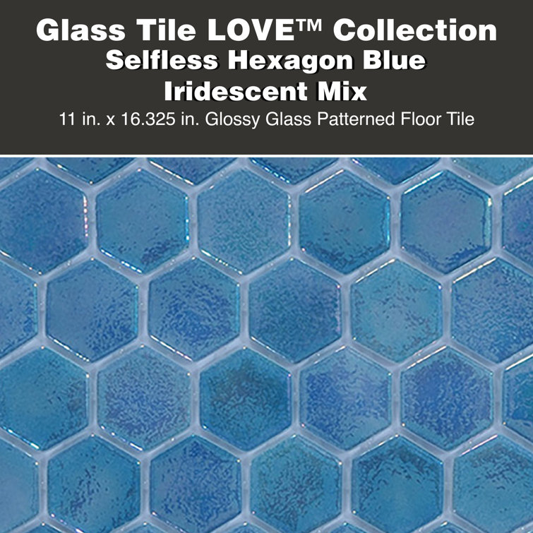 Selfless Blue Iridescent Glass Mosaic Tile for Kitchen and Bathroom