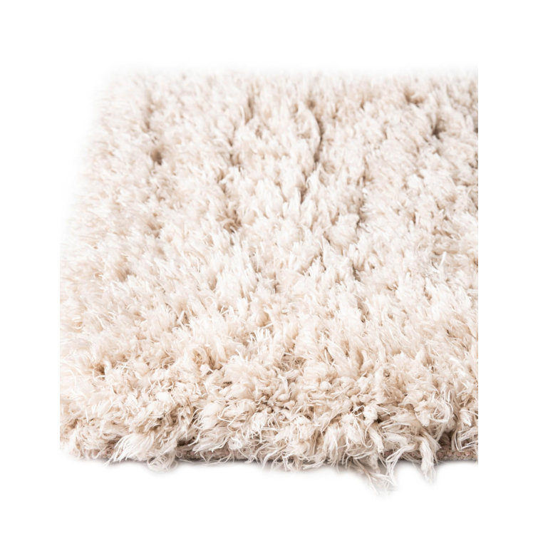 Off-White Linen Shag Rectangle Area Rug 5'1" x 8'