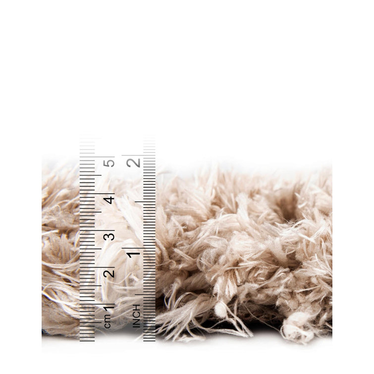 Off-White Linen Shag Rectangle Area Rug 5'1" x 8'