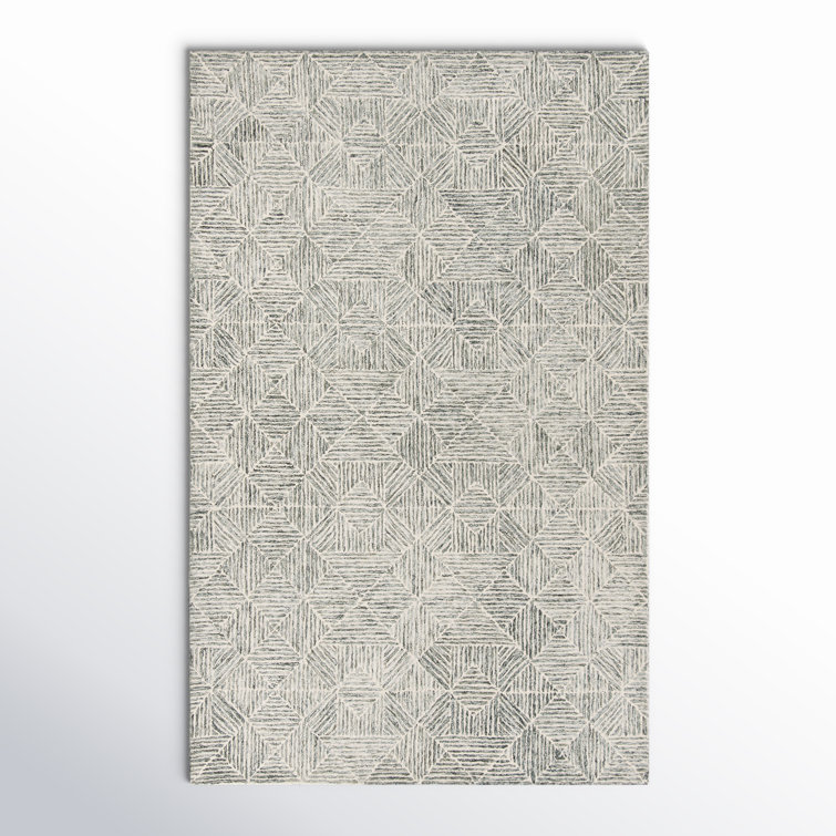 Handmade Light Green Wool and Viscose Geometric Area Rug