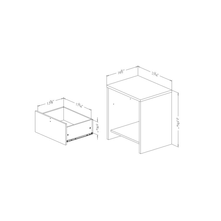 Soft Gray and White 1-Drawer Kids' Nightstand