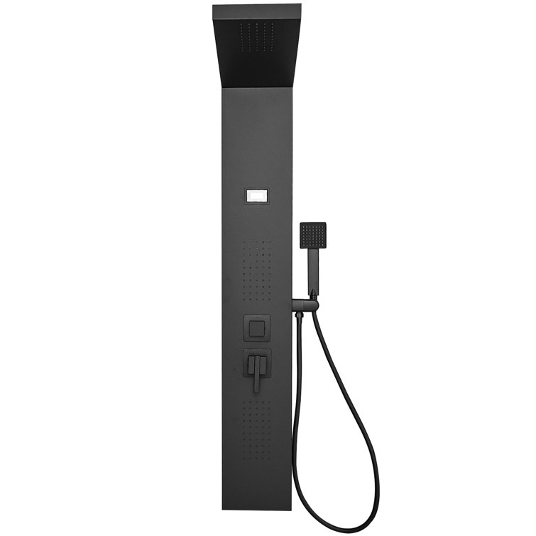 Matte Black 51.57'' Shower Panel with Rainfall Shower Head