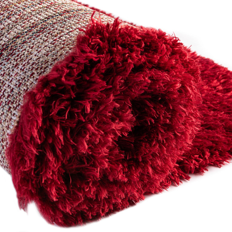 Merlot Red Rectangular Shag Synthetic 2' x 3' Rug