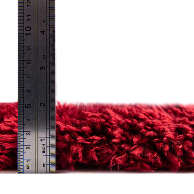 Merlot Red Rectangular Shag Synthetic 2' x 3' Rug