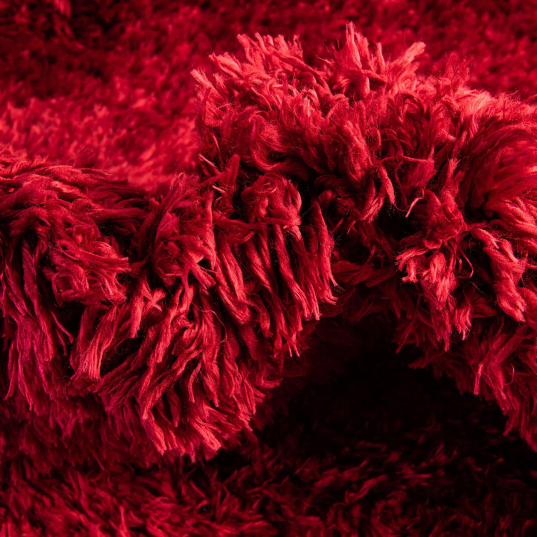 Merlot Red Rectangular Shag Synthetic 2' x 3' Rug