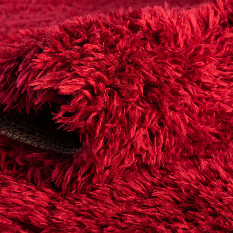 Merlot Red Rectangular Shag Synthetic 2' x 3' Rug