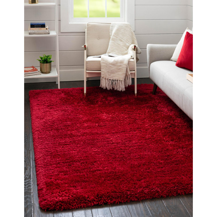 Merlot Red Rectangular Shag Synthetic 2' x 3' Rug