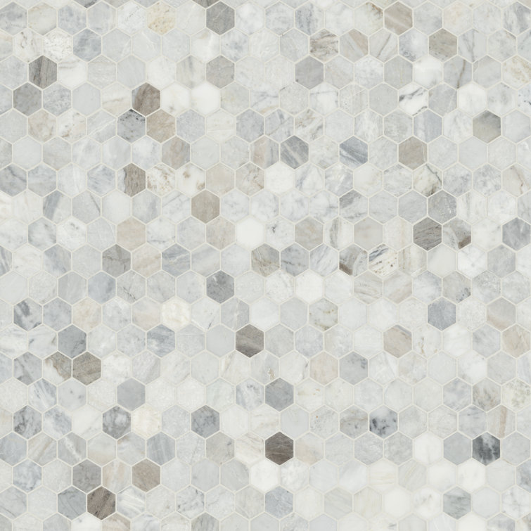 Capri Blue Hexagon Honed Marble Mosaic Tile Sheet