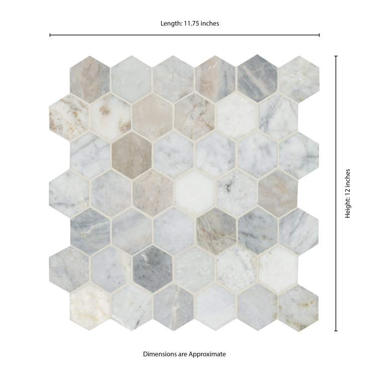 Capri Blue Hexagon Honed Marble Mosaic Tile Sheet