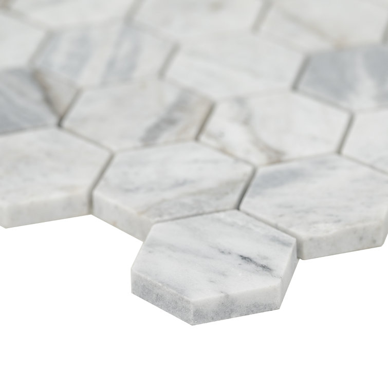 Capri Blue Hexagon Honed Marble Mosaic Tile Sheet