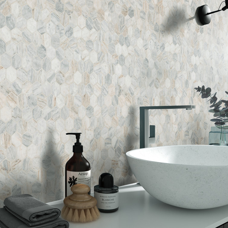 Capri Blue Hexagon Honed Marble Mosaic Tile Sheet