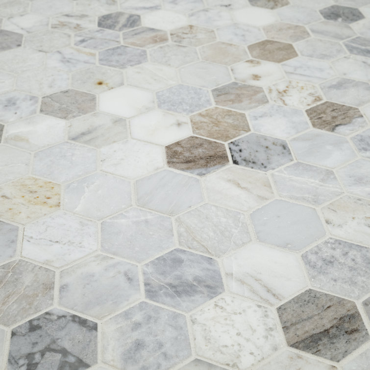 Capri Blue Hexagon Honed Marble Mosaic Tile Sheet
