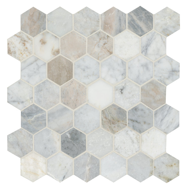 Capri Blue Hexagon Honed Marble Mosaic Tile Sheet