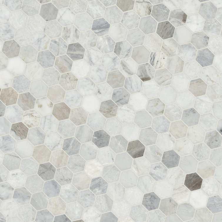 Capri Blue Hexagon Honed Marble Mosaic Tile Sheet