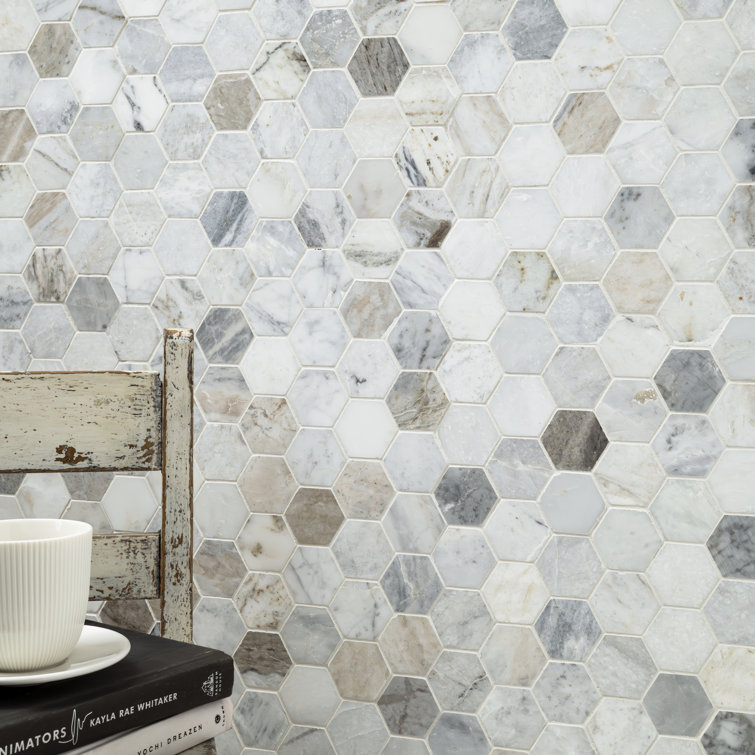 Capri Blue Hexagon Honed Marble Mosaic Tile Sheet