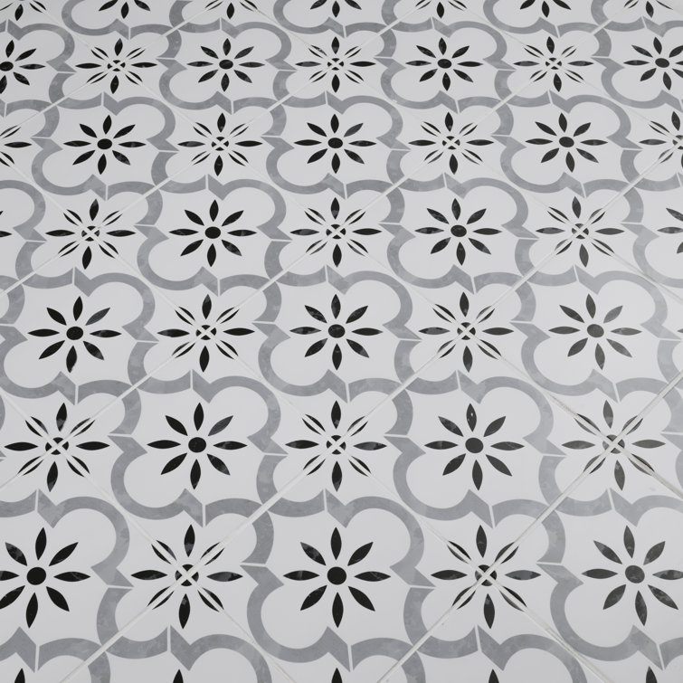 Azila 8'' x 8'' Matte Porcelain Encaustic Look Tile