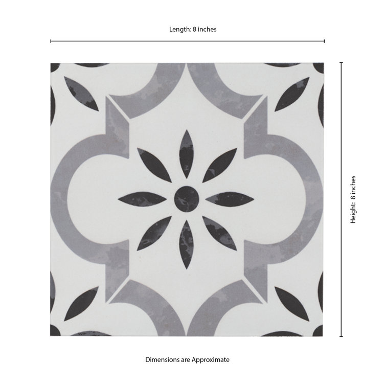 Azila 8'' x 8'' Matte Porcelain Encaustic Look Tile