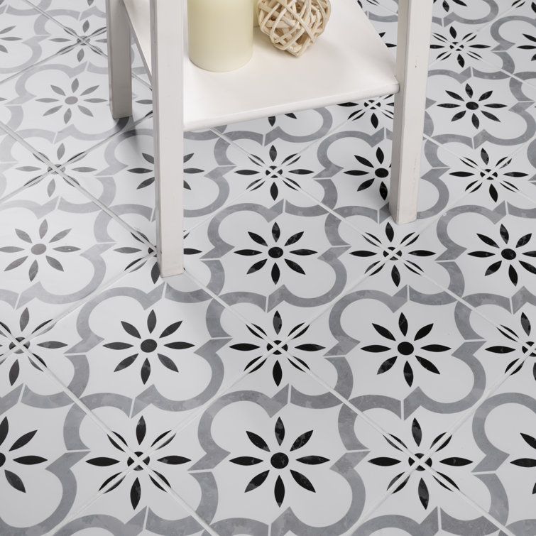 Azila 8'' x 8'' Matte Porcelain Encaustic Look Tile