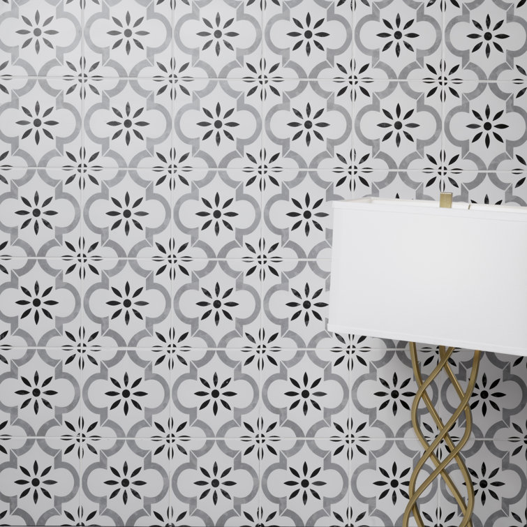 Azila 8'' x 8'' Matte Porcelain Encaustic Look Tile