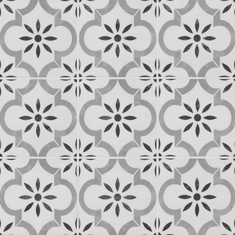 Azila 8'' x 8'' Matte Porcelain Encaustic Look Tile