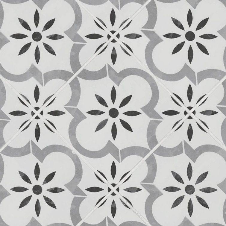 Azila 8'' x 8'' Matte Porcelain Encaustic Look Tile