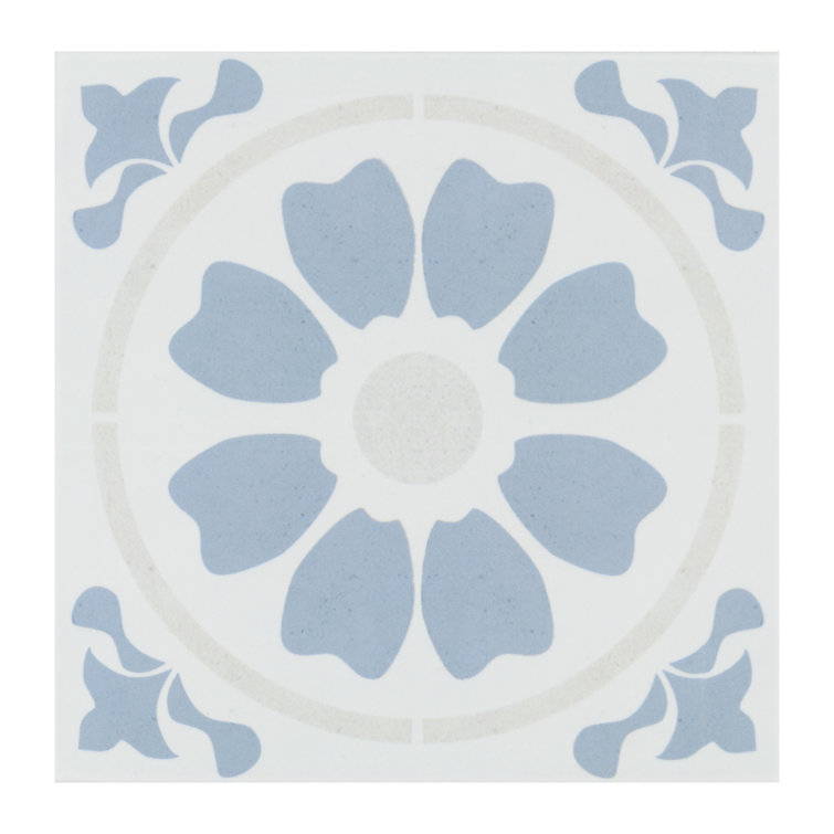 Tamensa 8" x 8" Light Blue and White Matte Porcelain Tile