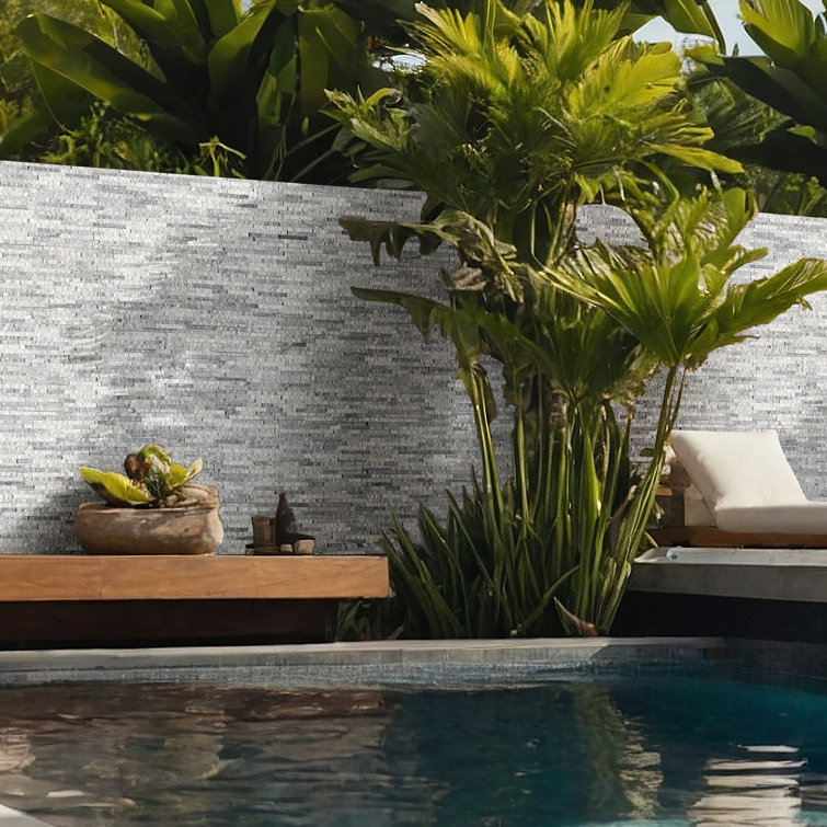 Alaska Gray Marble Splitface Mosaic Wall Tile