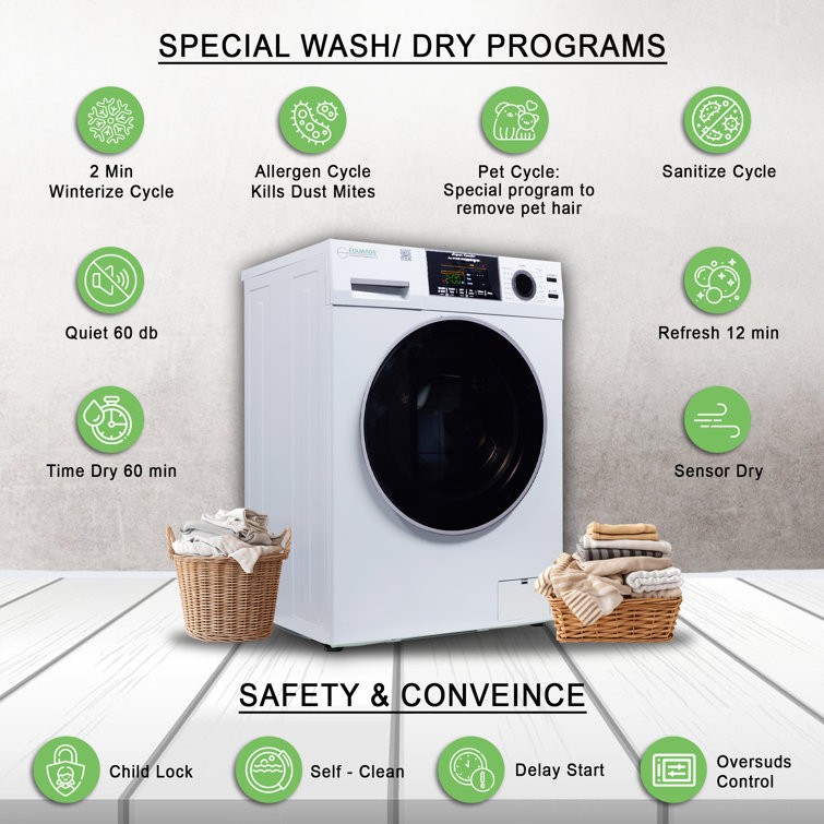 White 1.62cf Ventless All-in-One Washer Dryer with LED Control Panel