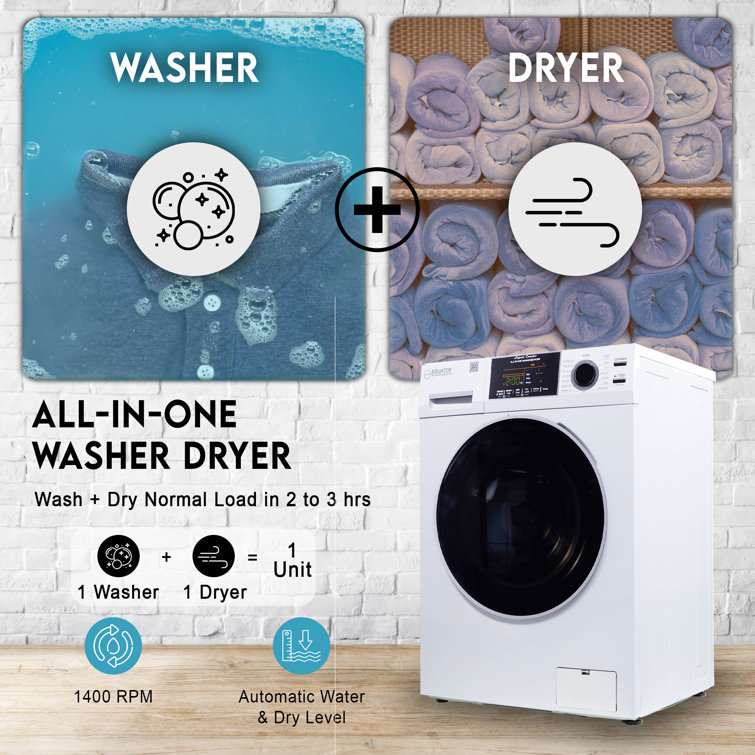 White 1.62cf Ventless All-in-One Washer Dryer with LED Control Panel