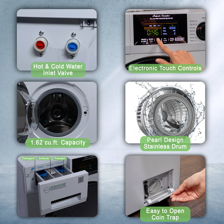 Silver 1.62 cu. ft. Stainless Steel Smart Washer Dryer Combo
